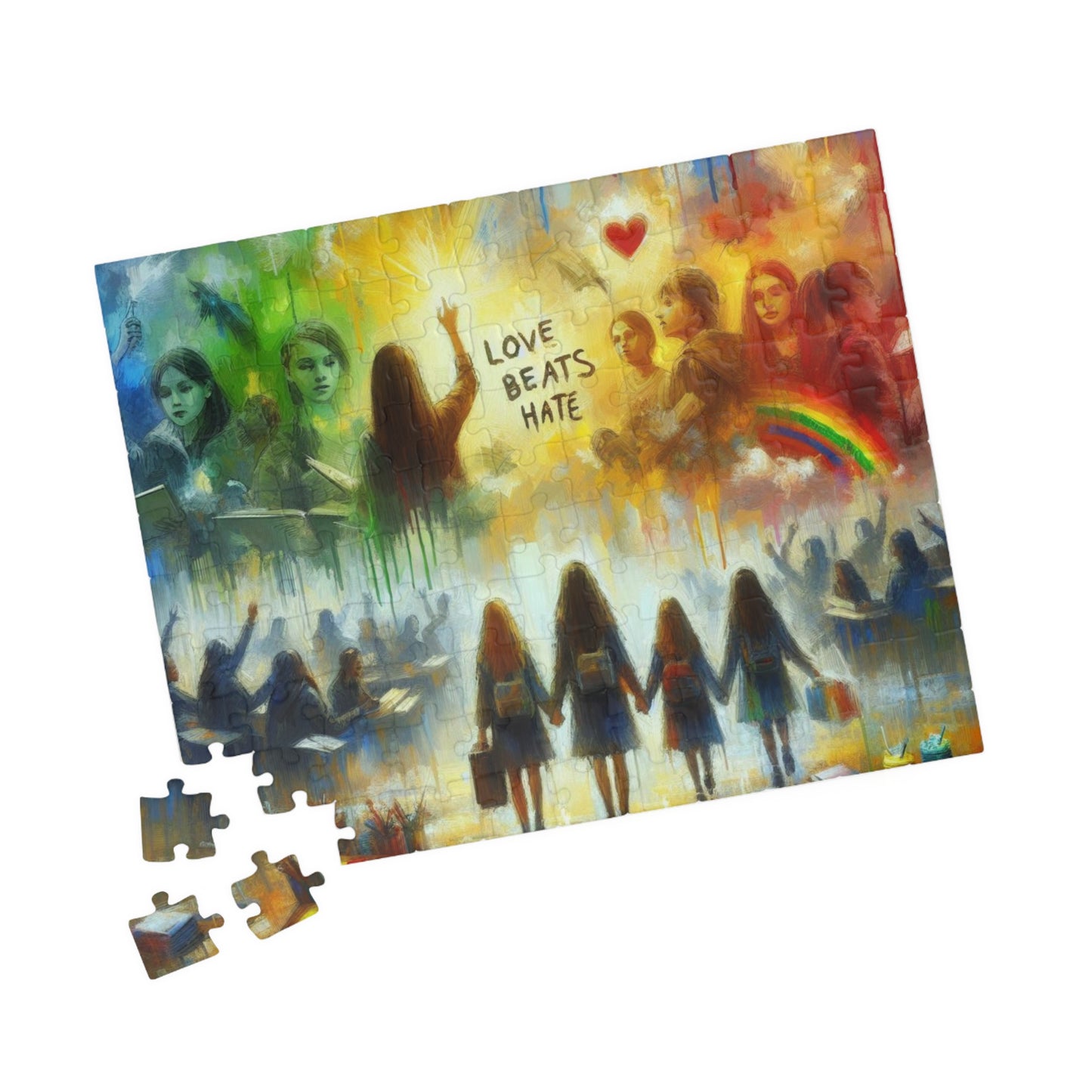 Jigsaw Puzzle, Feminist Equality Impressionist Design, Colorful 110 252 520 1014-Piece, Women's Rights Gift, Mindfulness Activity,