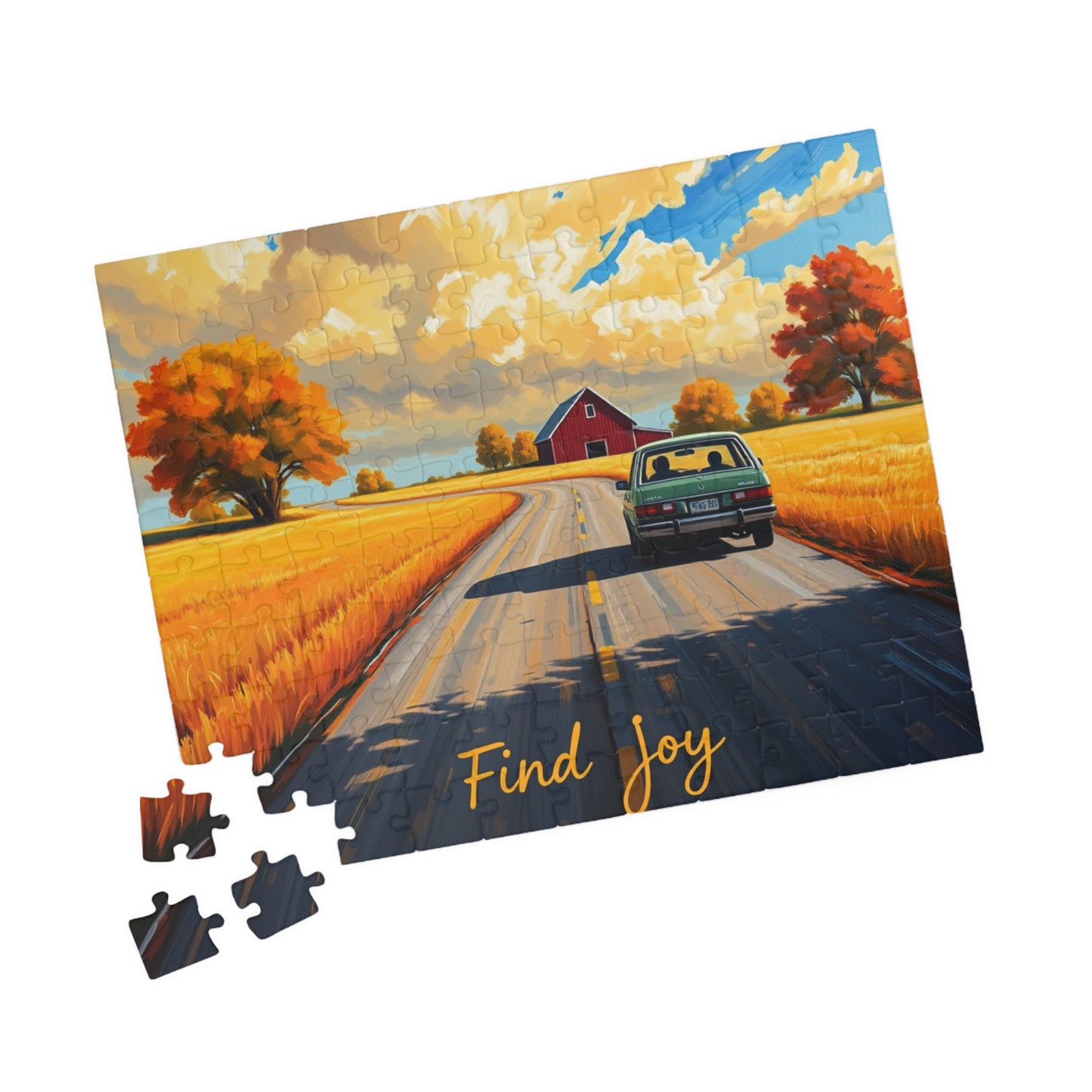 Puzzle, fall country farm oil painting, 252 pc board game family fun, great gift