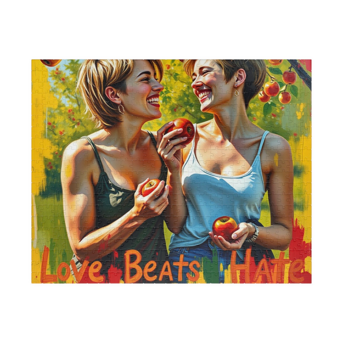 Puzzle, LGBTQ Puzzle gay women apple picking, Jigsaw Puzzle, 520-piece Puzzle, LGBT Gift, Pride Puzzle, Unique Puzzle, Meditation Activity,