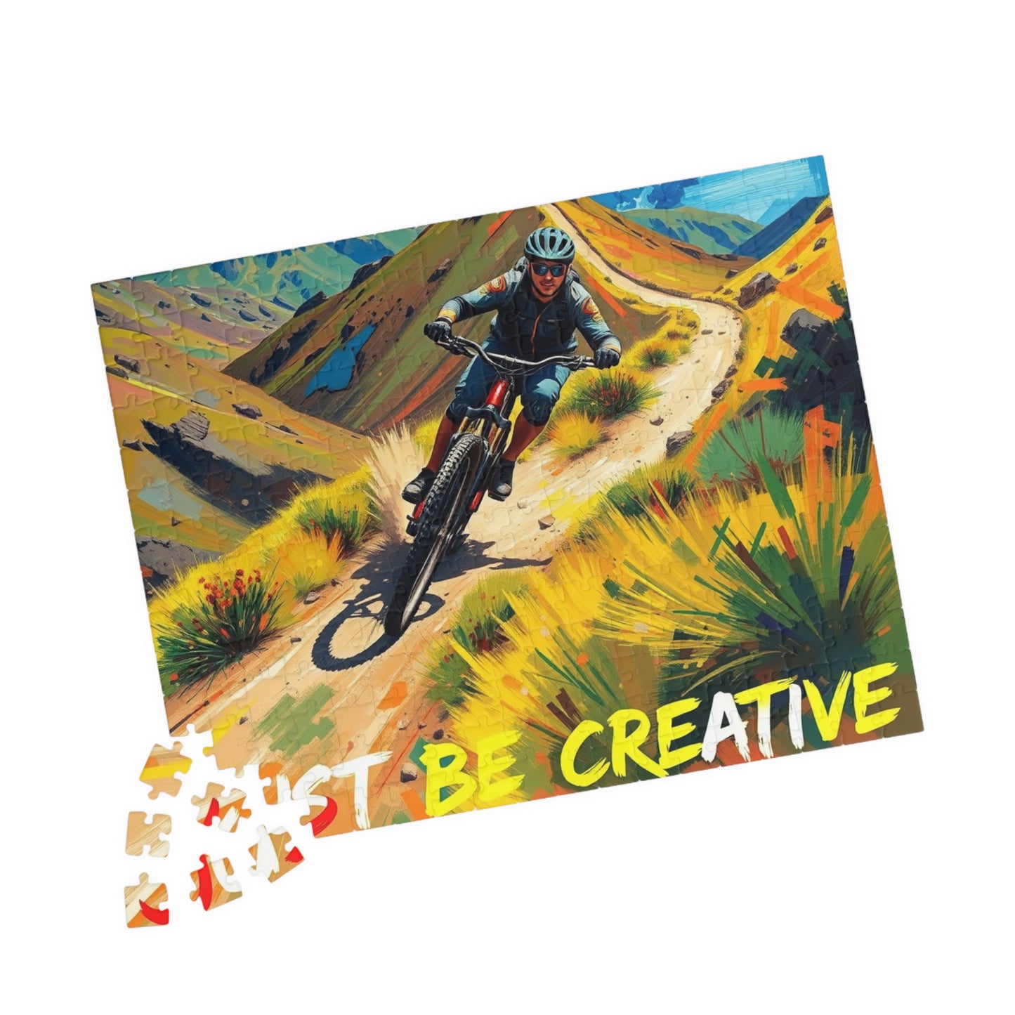 Puzzle, Surreal Van Gogh Inspired Impressionist Adventure Creative Mountain Biking, 110 252 520 1014-Piece Jigsaw, Artistic Brain Teaser,