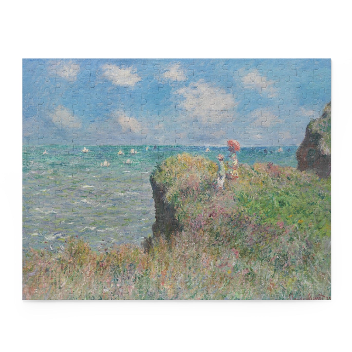 Puzzle (120, 252, 500-Piece) - Claude Monet Cliff Walk at Pourvill Jigsaw, Artistic Jigsaw for Adults, Impressionist Art Puzzle, Hobby Gift,