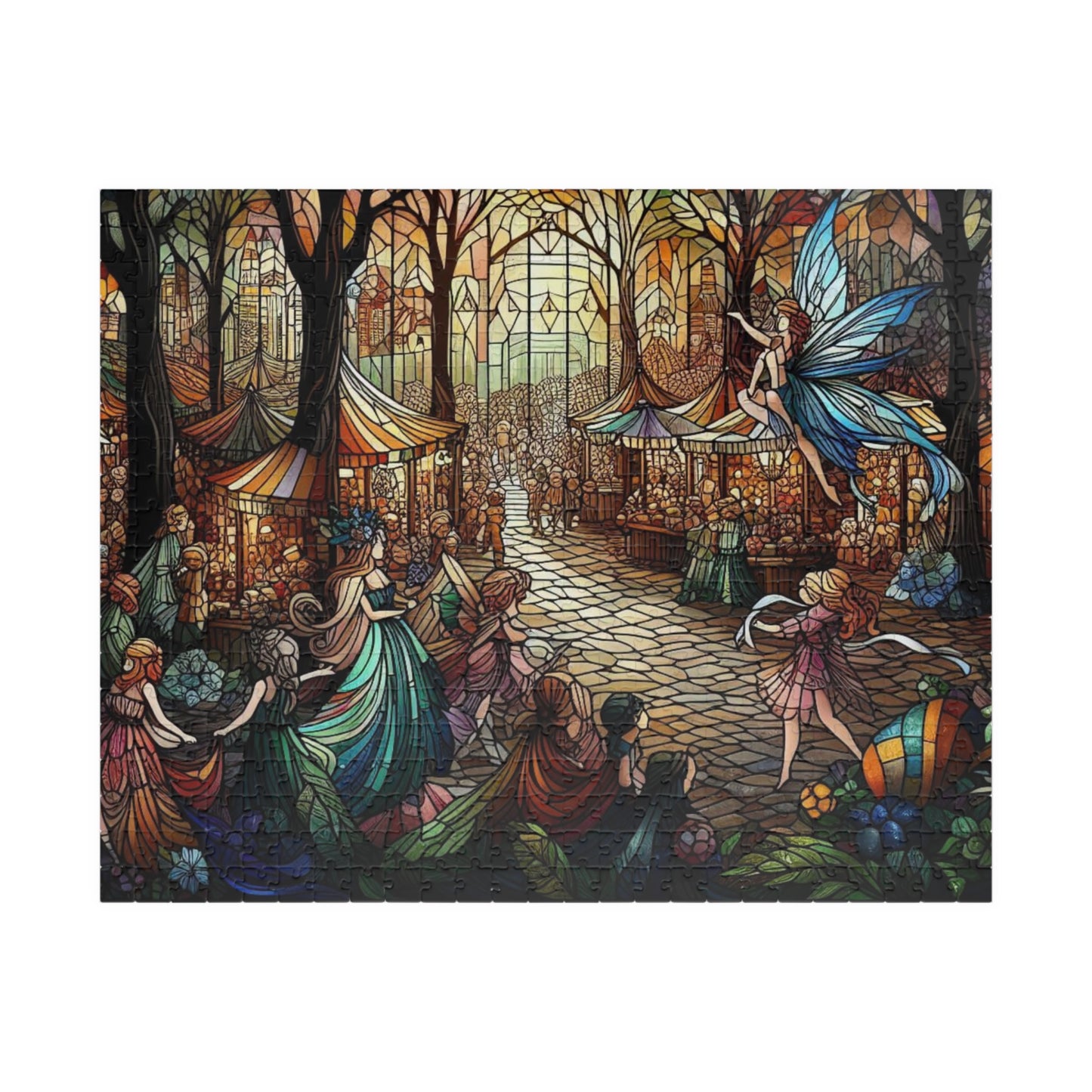 Stained Glass Fairy Market Puzzle Magical Fantasy Art Gift