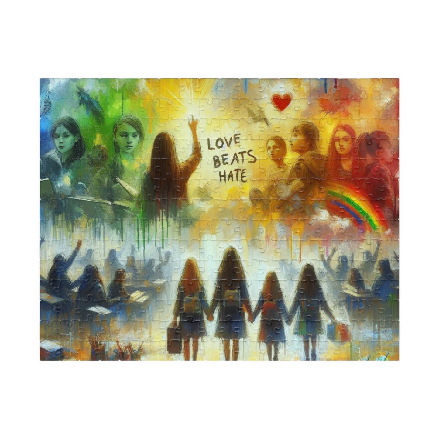 Jigsaw Puzzle, Feminist Equality Impressionist Design, Colorful 110 252 520 1014-Piece, Women's Rights Gift, Mindfulness Activity,