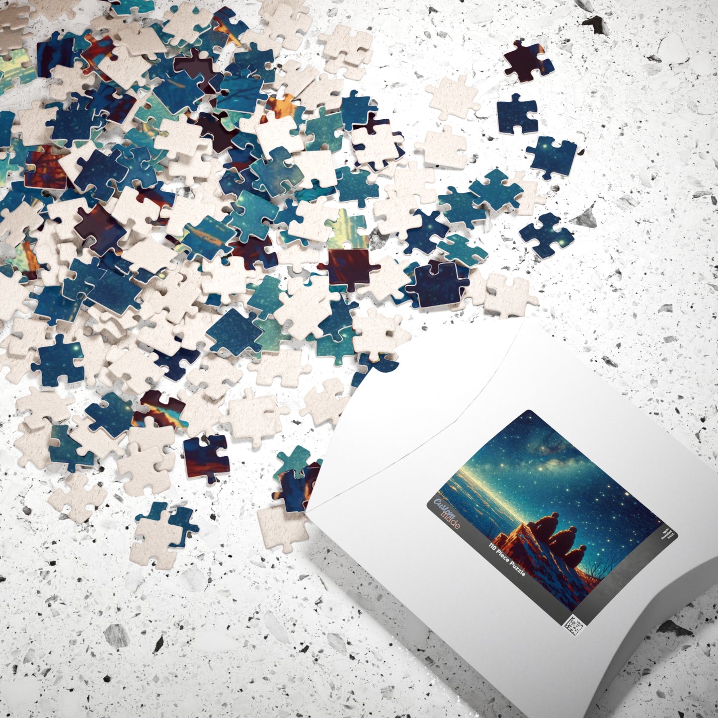 Impressionist Jigsaw, Family Staring at Sky Full of Stars, Van-Gogh Inspired Puzzle, Brainteaser, Relaxation Activity, Great Gift