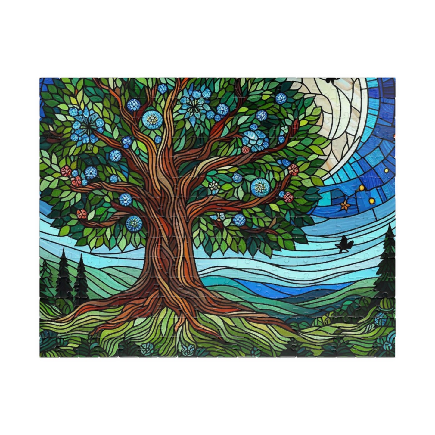 Stained Glass Forest Puzzle  Enchanting Forest Scene, Unique Gift Idea, Beautifully Intricate Design