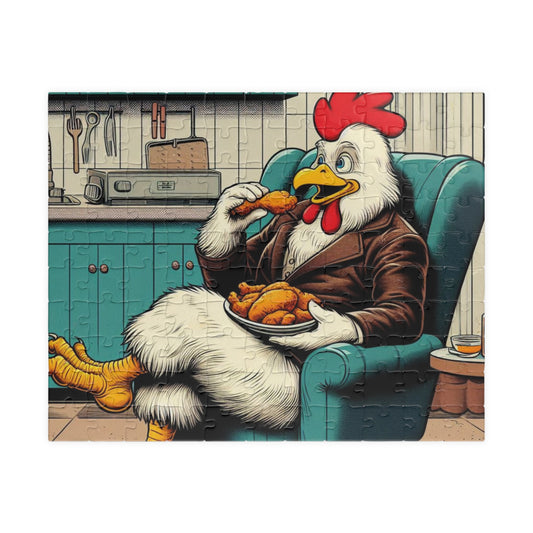 Funny Animal Puzzle, Rooster Eating Fried Chicken, Made to order, Custom Design,