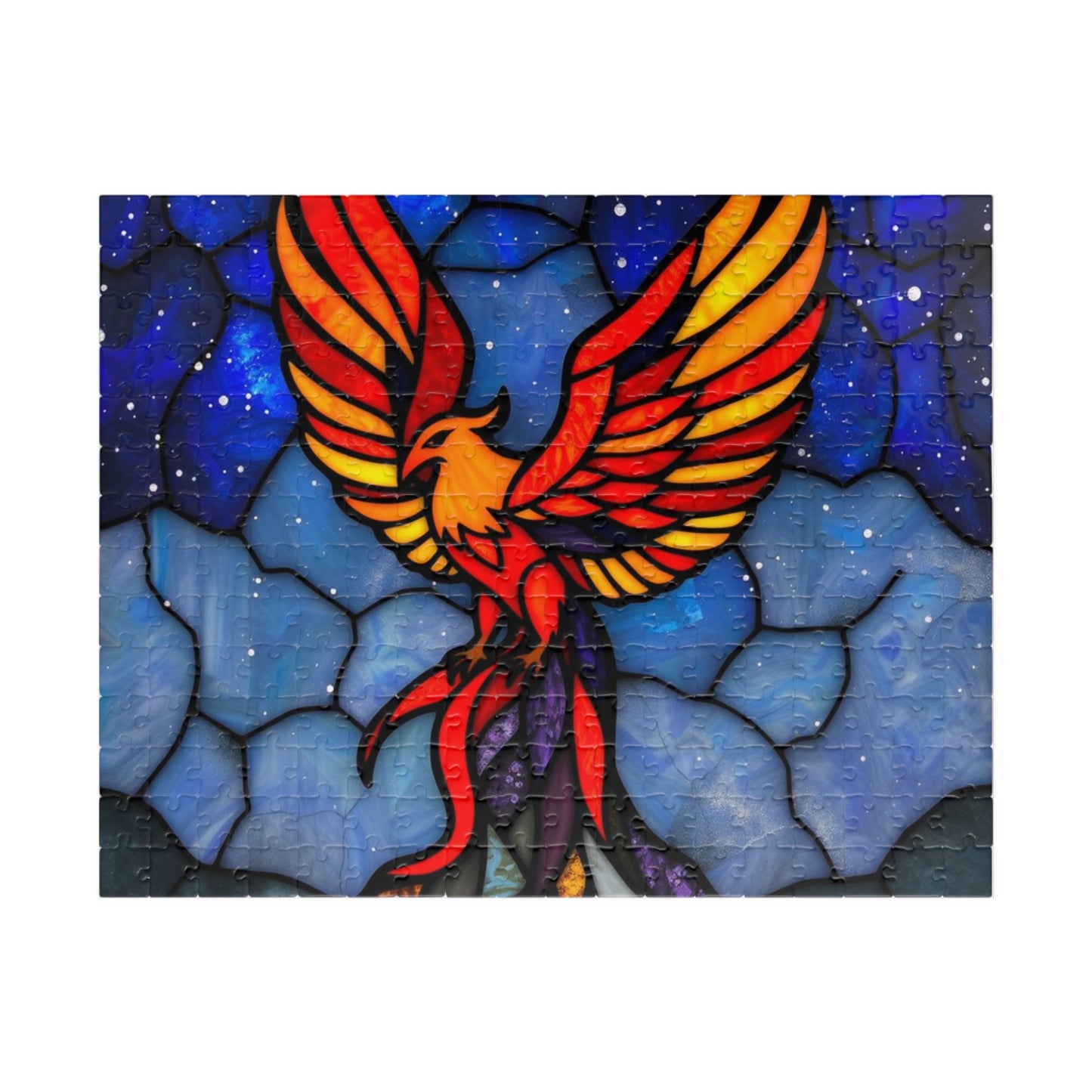 Puzzle Board Game - Phoenix Night Sky Stained Glass Jigsaw - Family Activity Toy Gift