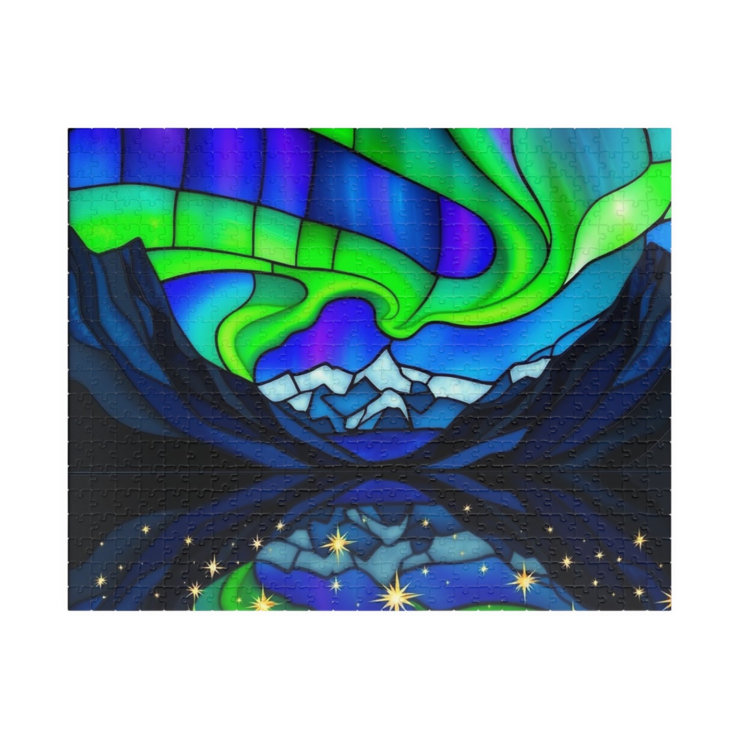 Puzzle Jigsaw, Stained Glass Northern Lights Brainteaser, Family Fun, Mental Health Relaxation, 110, 252, 520, 1014-Piece, Holiday Gift,