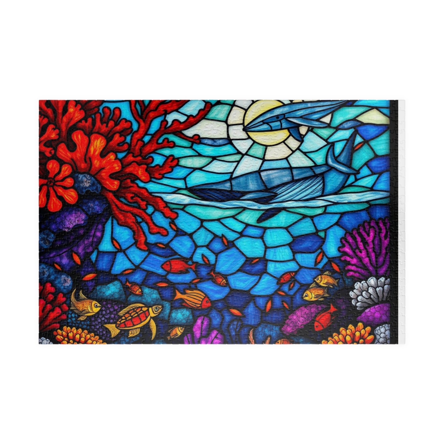 Puzzle, Underwater Stained Glass Scene, Nature Lover, Brain Teazer, Jigsaw, Mind Game, Holiday Gift, Relaxation Activity