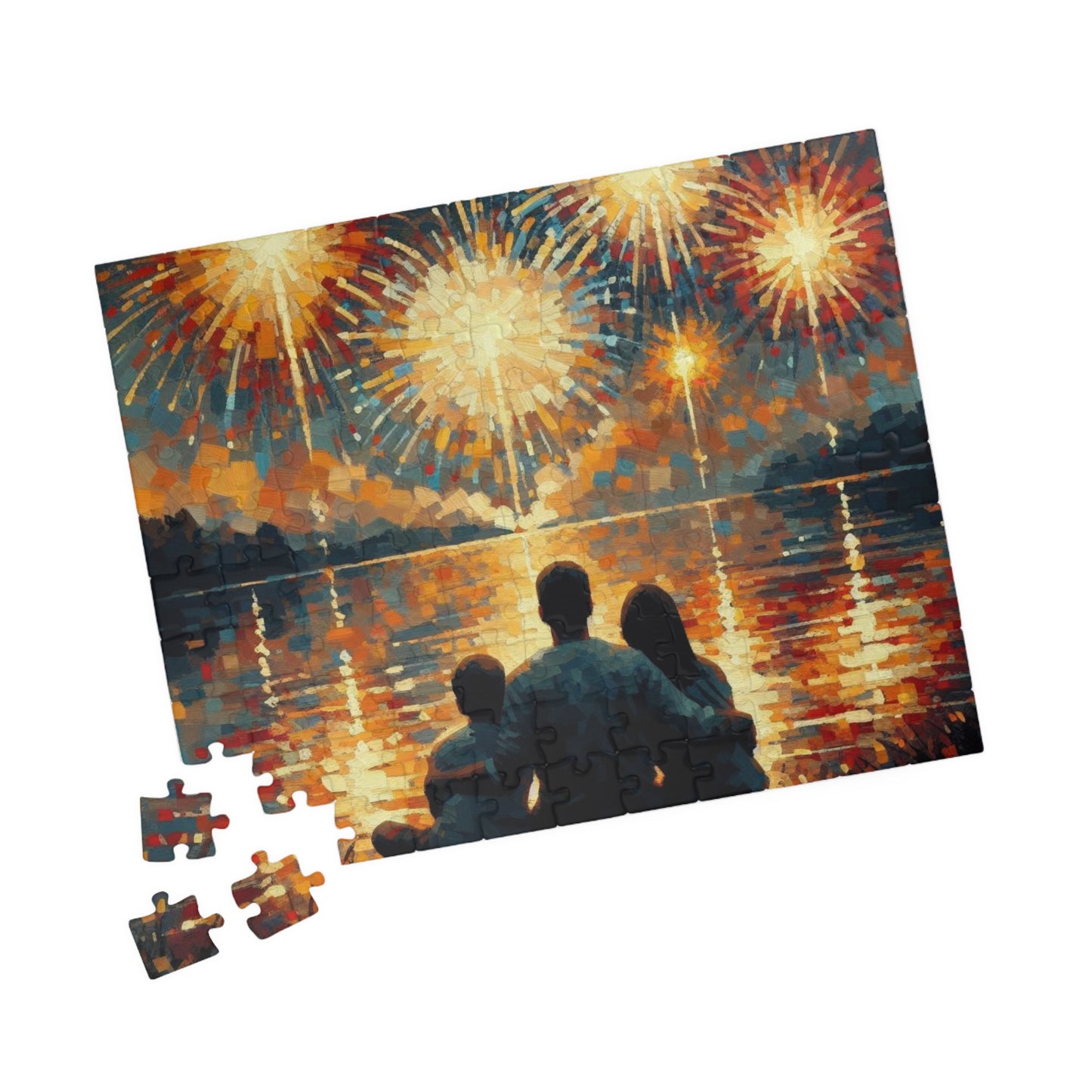 Jigsaw Puzzle, Impressionist Van Gogh Brainteaser, Fourth of July Fireworks Family Memories Gift, Custom Made