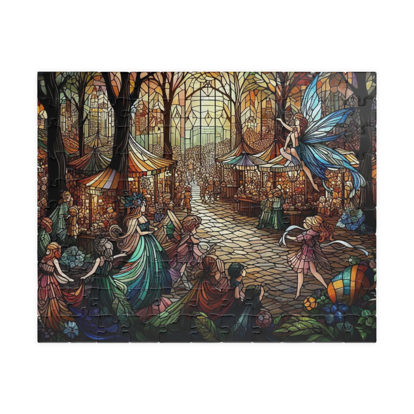 Stained Glass Fairy Market Puzzle Magical Fantasy Art Gift