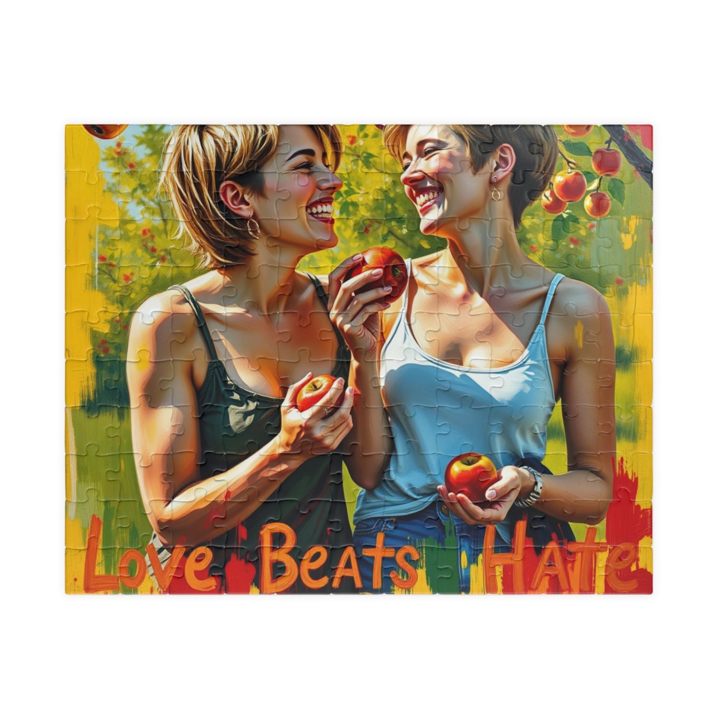 Puzzle, LGBTQ Puzzle gay women apple picking, Jigsaw Puzzle, 520-piece Puzzle, LGBT Gift, Pride Puzzle, Unique Puzzle, Meditation Activity,