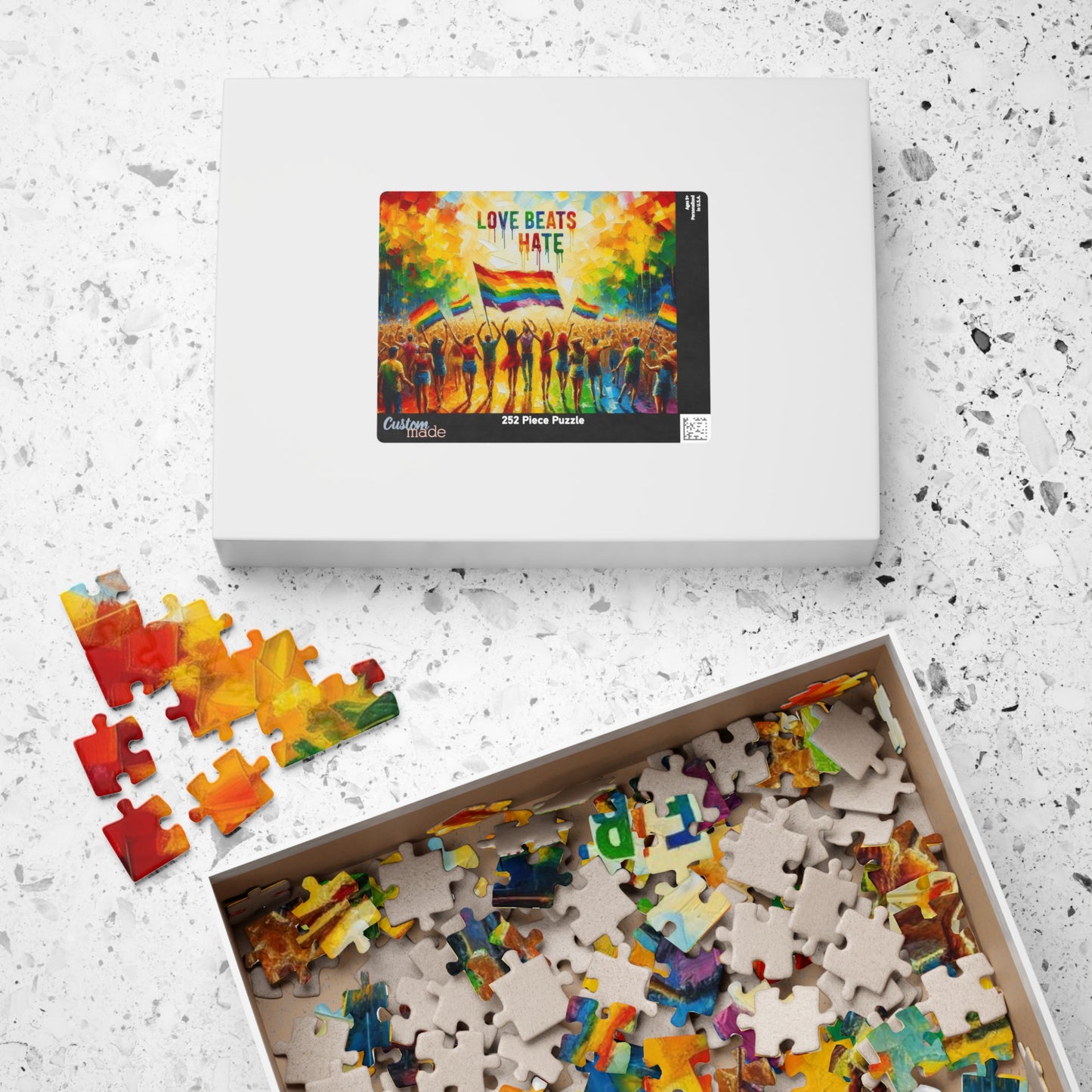 Jigsaw Puzzle, Pride Parade LGBTQ Inclusive 520 Piece Puzzle, Rainbow Puzzle, Queer Pride Gift, Unique Present, Fun Challenge, Colorful Game