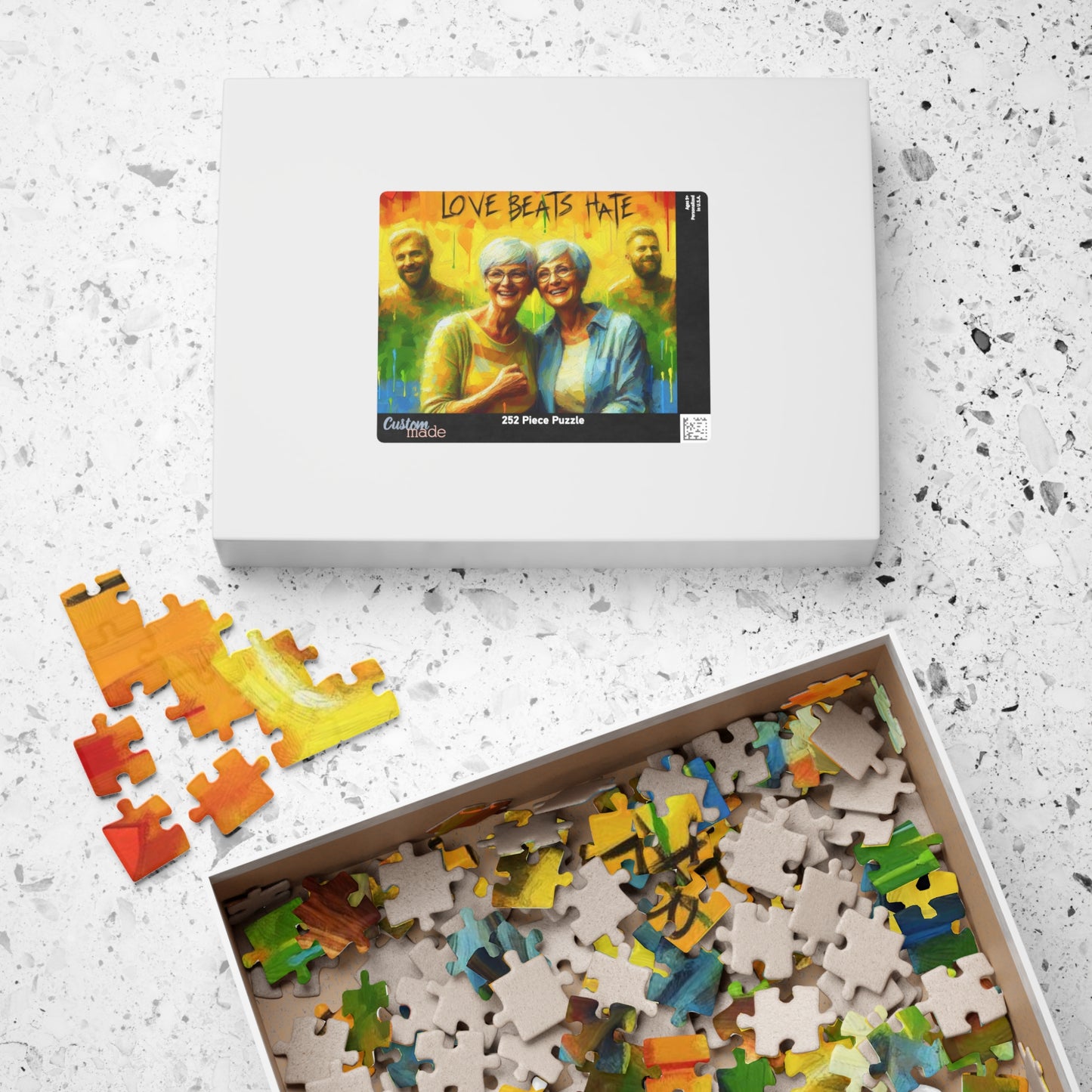 Jigsaw Puzzle, LGBTQ Lesbian Couple Puzzle, Pride Gift, Rainbow Decor, Brain Teaser, Family Activity