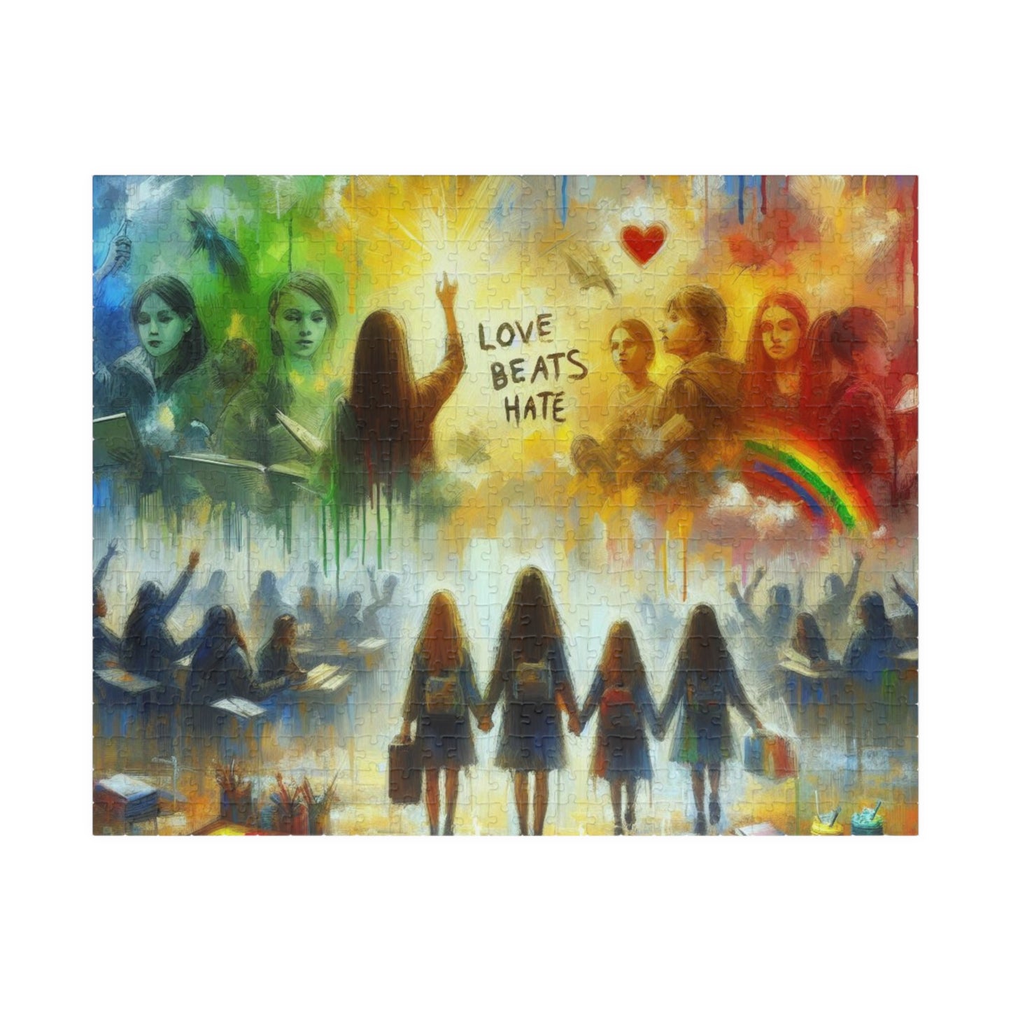 Jigsaw Puzzle, Feminist Equality Impressionist Design, Colorful 110 252 520 1014-Piece, Women's Rights Gift, Mindfulness Activity,