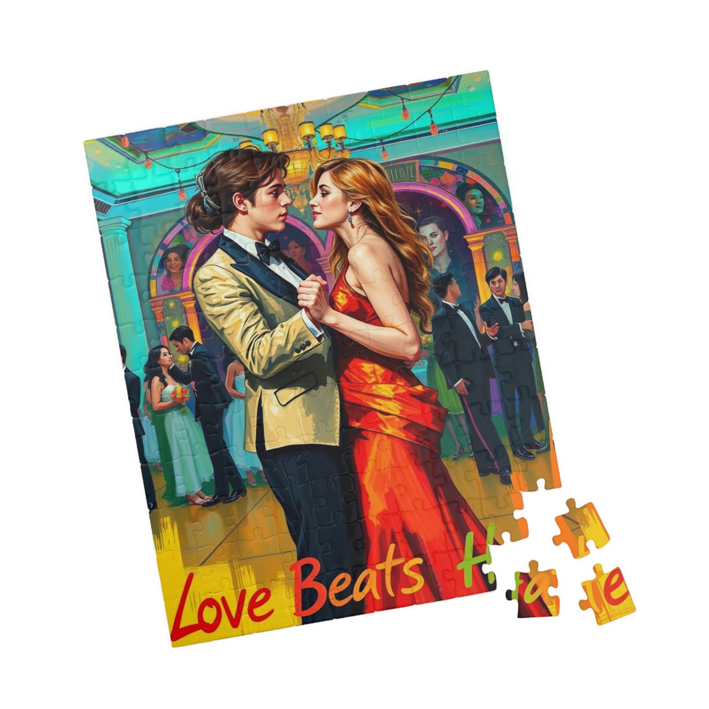 Puzzle, LGBTQ Friendly Prom Puzzle Lesbian Couple Equality Love Beats Hate, Jigsaw, Gift, Home Decor, Art, Pride Celebration