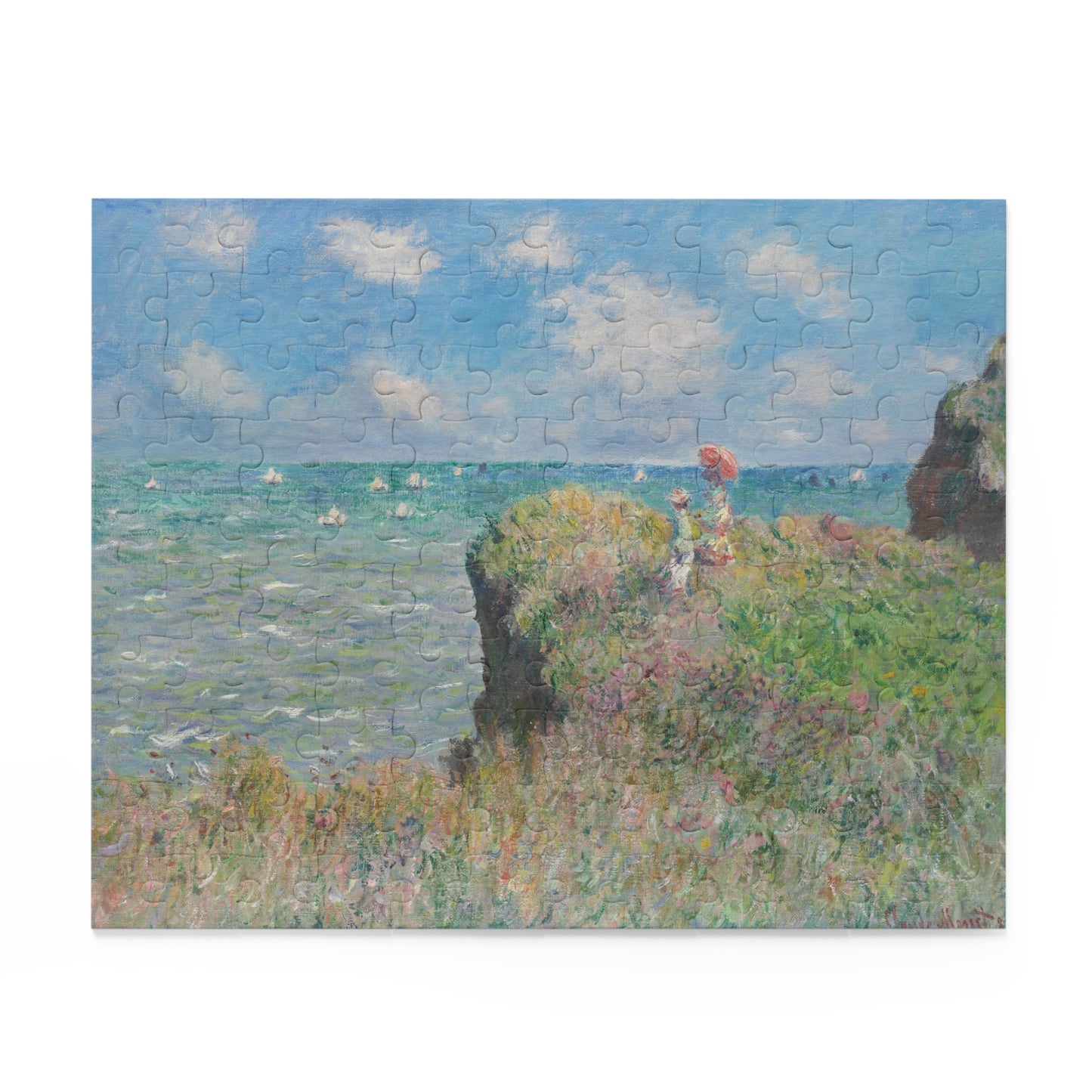 Puzzle (120, 252, 500-Piece) - Claude Monet Cliff Walk at Pourvill Jigsaw, Artistic Jigsaw for Adults, Impressionist Art Puzzle, Hobby Gift,