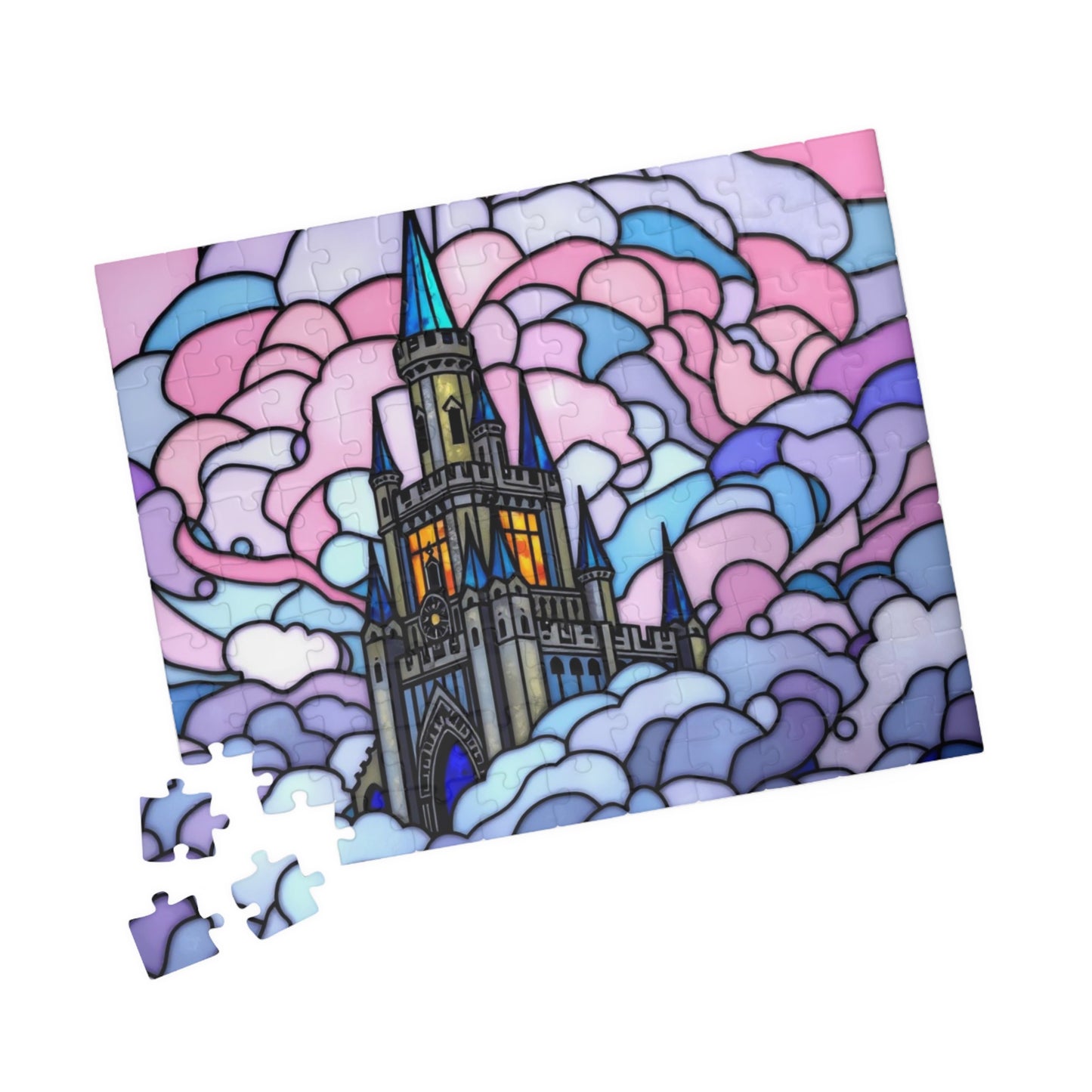 Puzzle, Stained glass fantasy castle puzzle, Jigsaw, Brain teaser, Game night, Family activity, Relaxation, Holiday gift