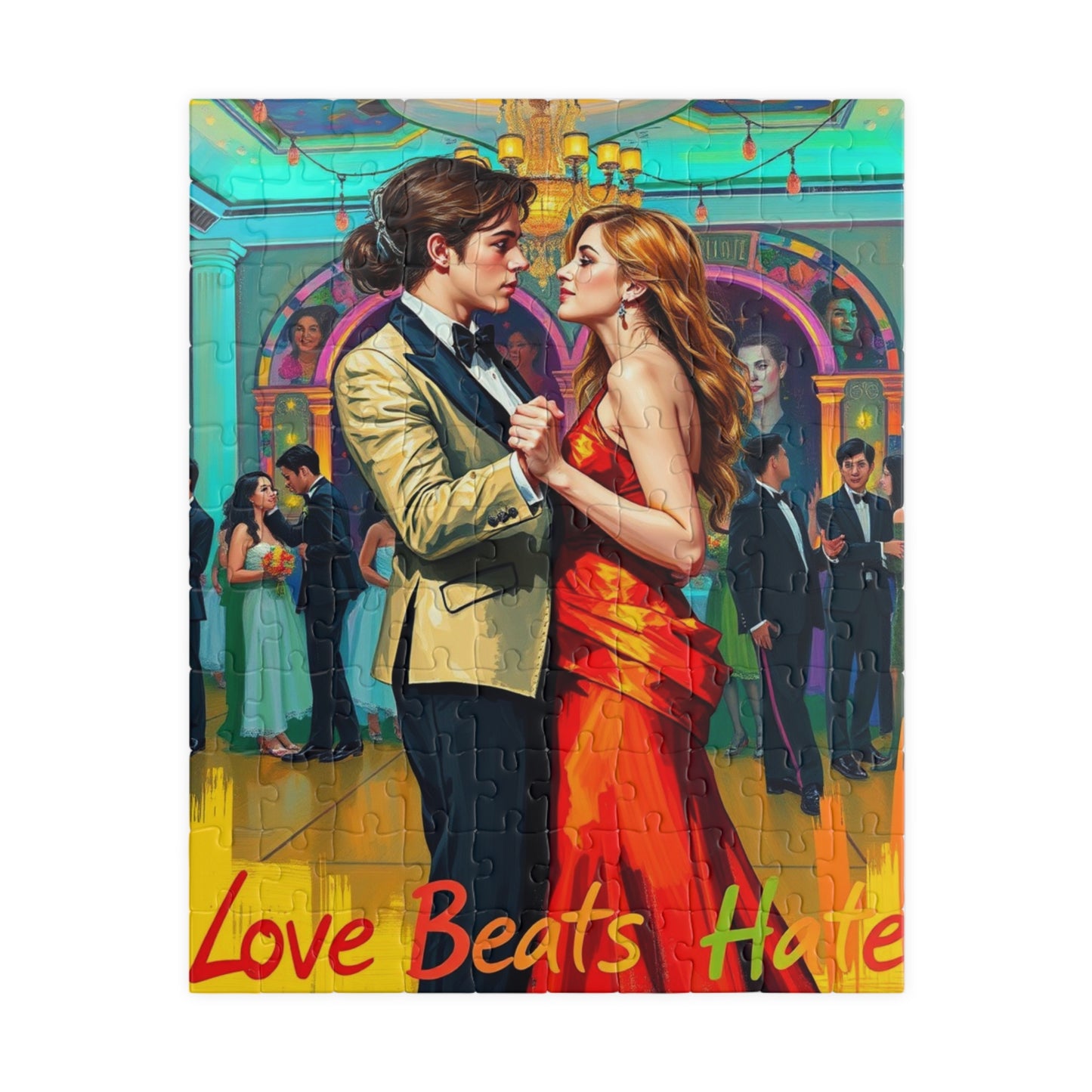 Puzzle, LGBTQ Friendly Prom Puzzle Lesbian Couple Equality Love Beats Hate, Jigsaw, Gift, Home Decor, Art, Pride Celebration