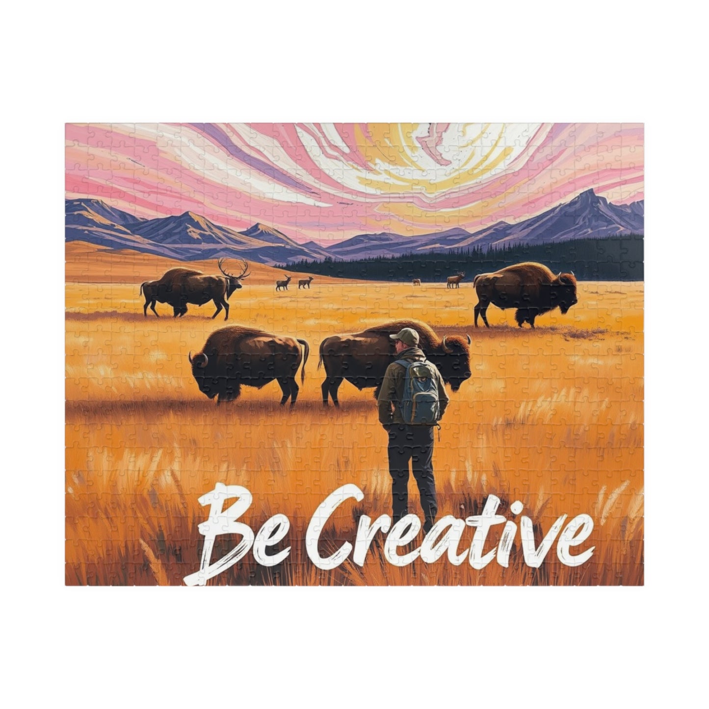 Hayden Valley Bison Art Puzzle - Yellowstone Wildlife Impressionist Landscape - National Park Gift