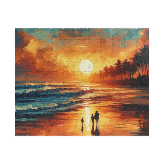 Impressionist Puzzle, Van-Gogh Inspired Jigsaw, Family on Beach at Sunrise, Brainteaser, Relaxation Activity, Great Gift