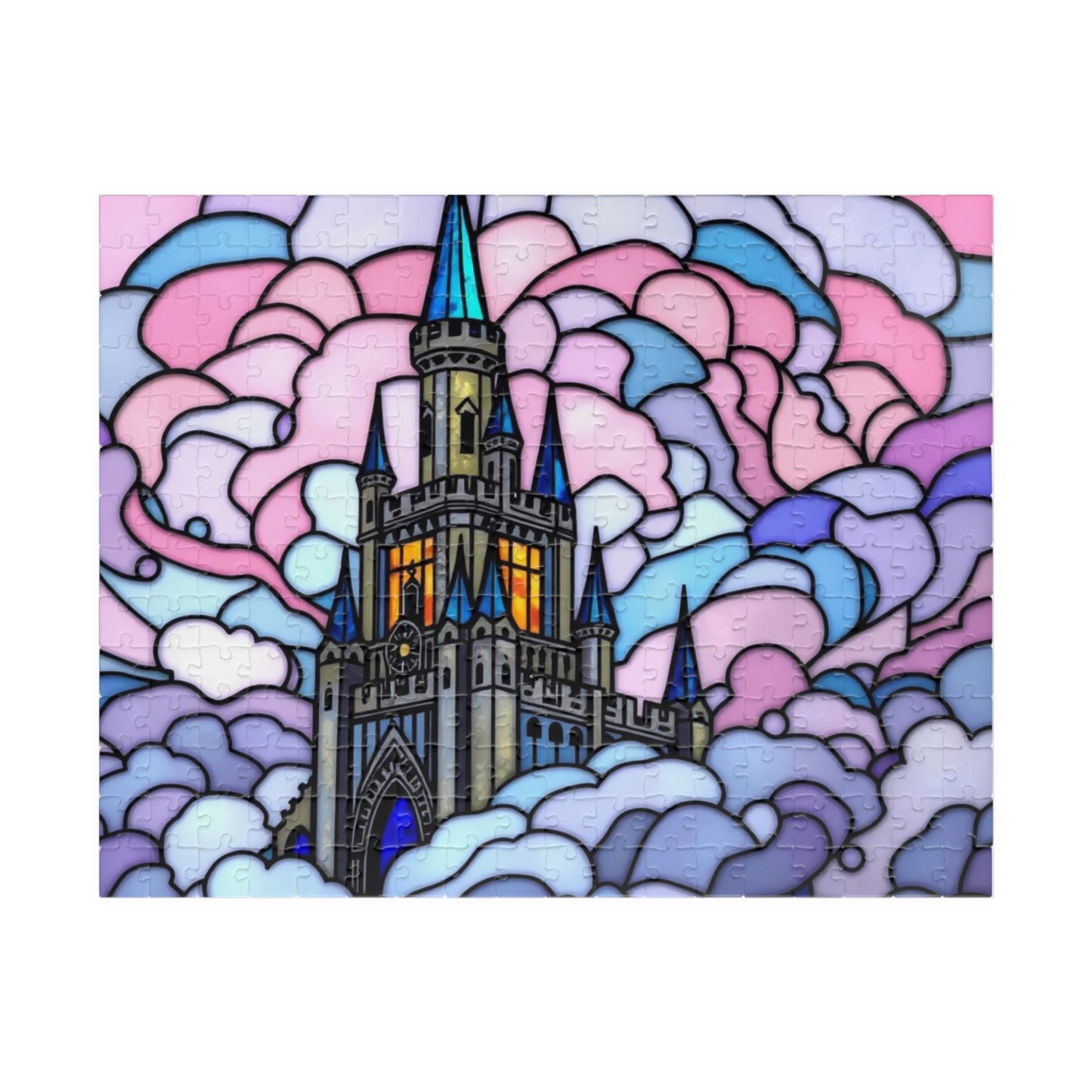 Puzzle, Stained glass fantasy castle puzzle, Jigsaw, Brain teaser, Game night, Family activity, Relaxation, Holiday gift