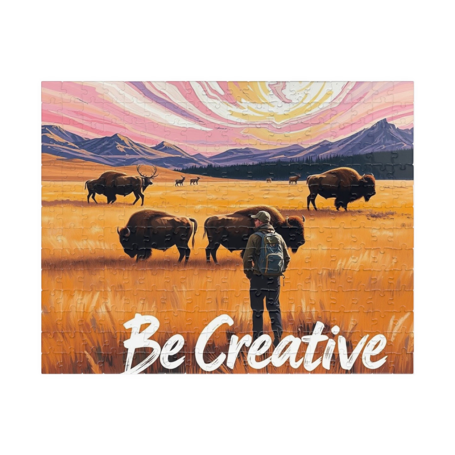 Hayden Valley Bison Art Puzzle - Yellowstone Wildlife Impressionist Landscape - National Park Gift