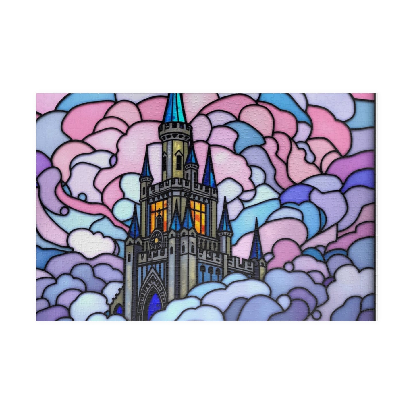 Puzzle, Stained glass fantasy castle puzzle, Jigsaw, Brain teaser, Game night, Family activity, Relaxation, Holiday gift