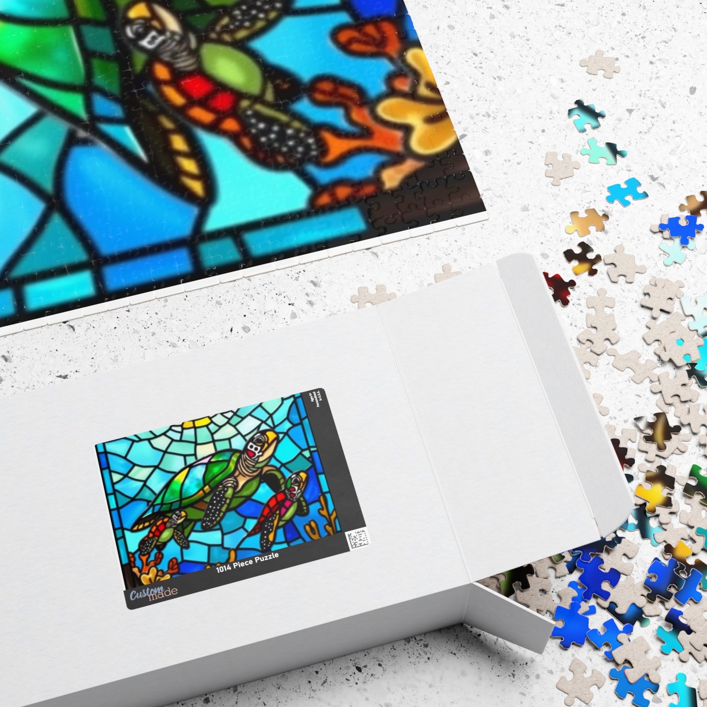 Sea Turtle Stained Glass Puzzle Vibrant Ocean-Inspired Art Gift