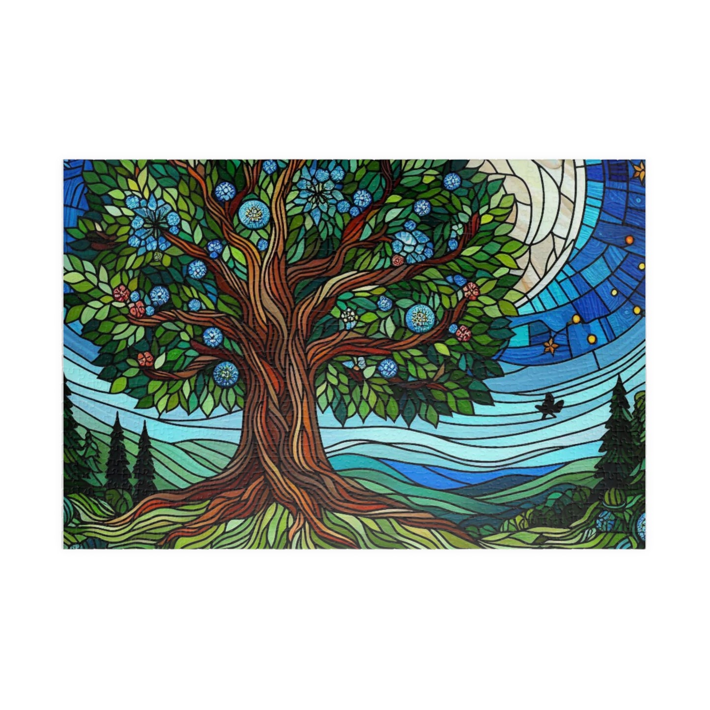 Stained Glass Forest Puzzle  Enchanting Forest Scene, Unique Gift Idea, Beautifully Intricate Design