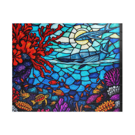 Puzzle, Underwater Stained Glass Scene, Nature Lover, Brain Teazer, Jigsaw, Mind Game, Holiday Gift, Relaxation Activity