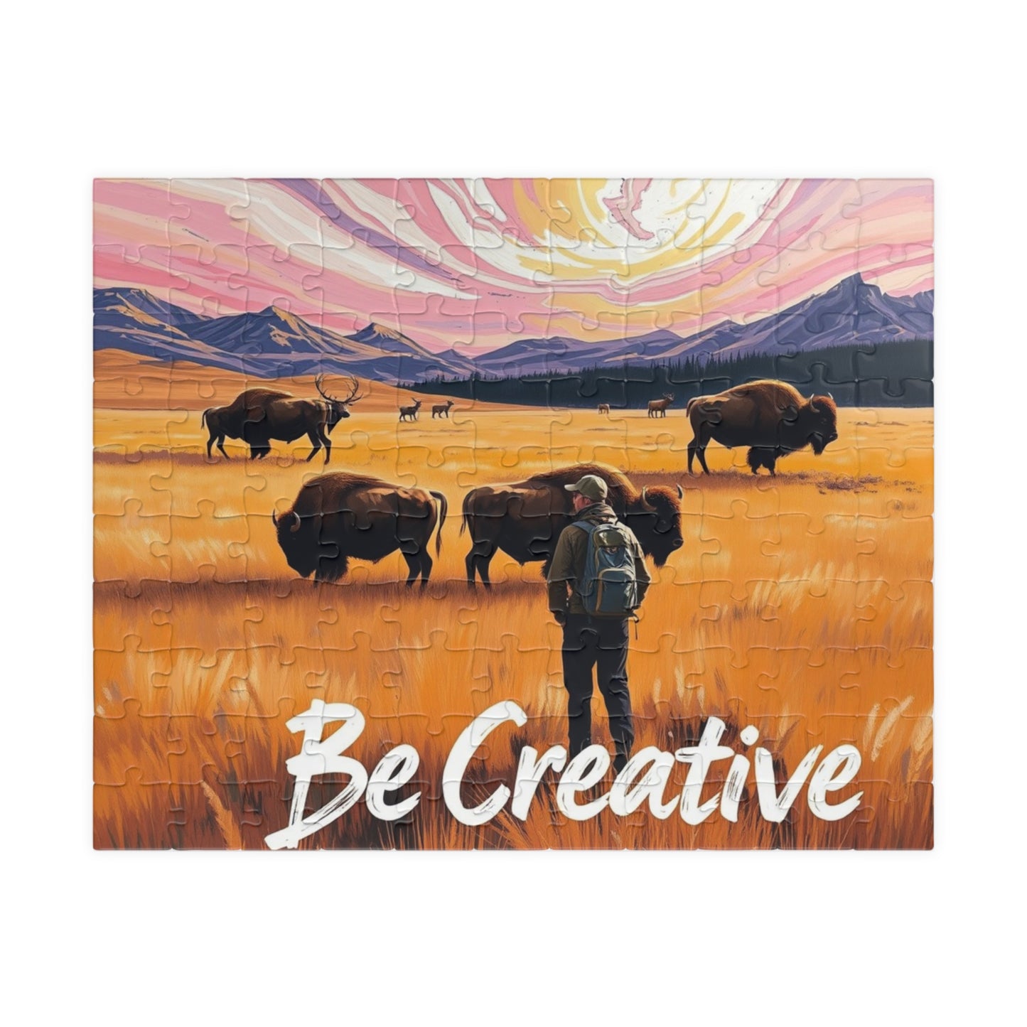 Hayden Valley Bison Art Puzzle - Yellowstone Wildlife Impressionist Landscape - National Park Gift