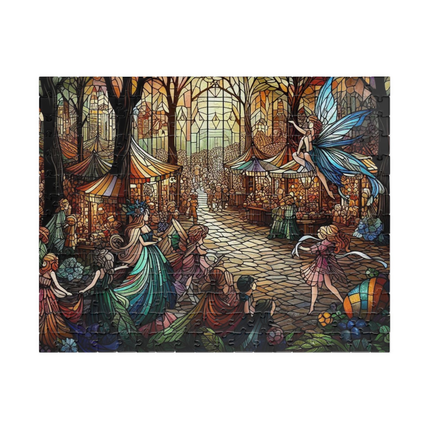 Stained Glass Fairy Market Puzzle Magical Fantasy Art Gift