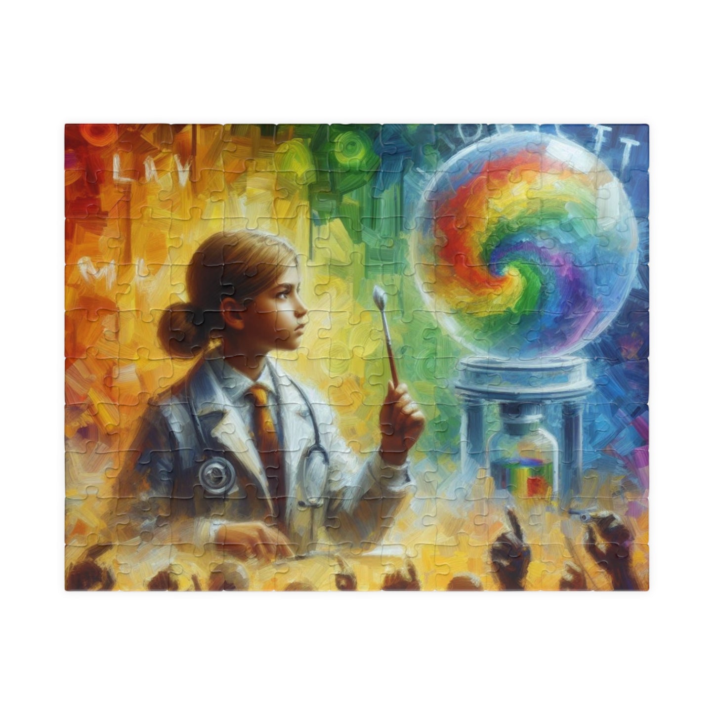 Feminist Scientist Puzzle, Van-Gogh Inspired Impressionist Design