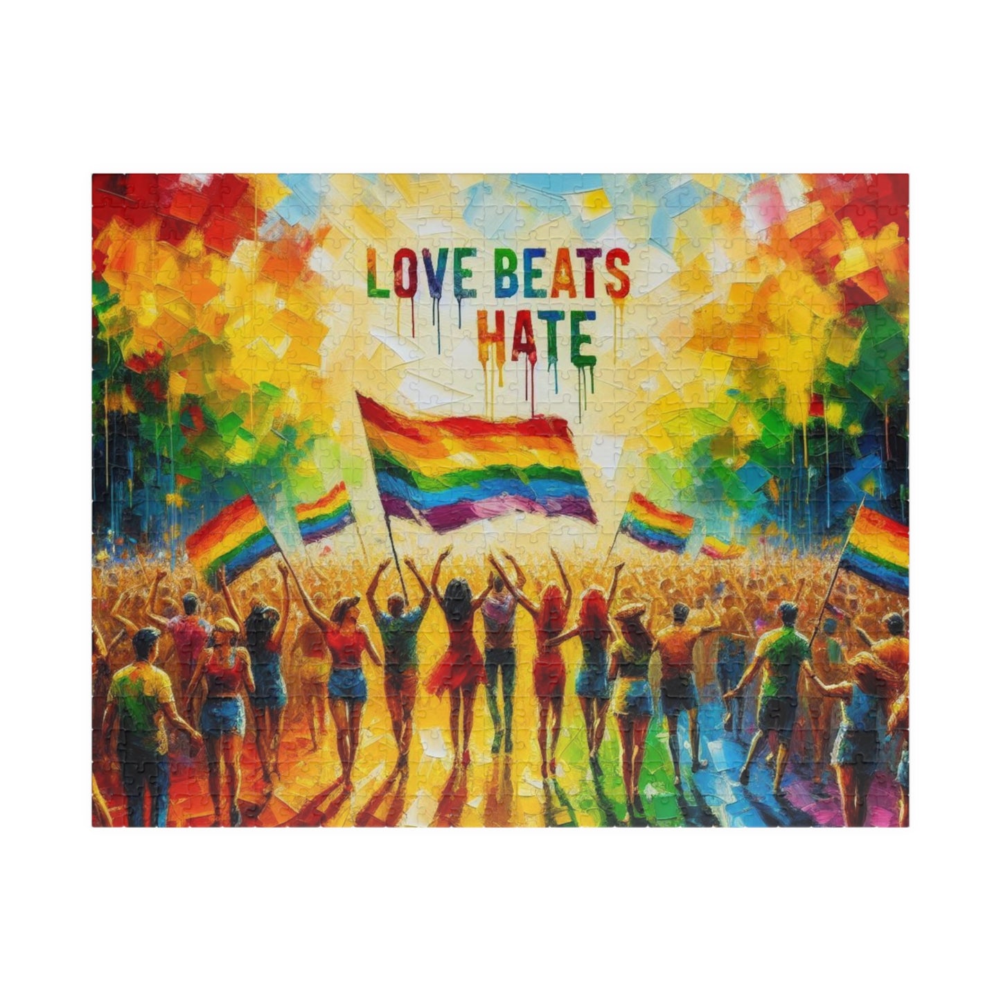 Jigsaw Puzzle, Pride Parade LGBTQ Inclusive 520 Piece Puzzle, Rainbow Puzzle, Queer Pride Gift, Unique Present, Fun Challenge, Colorful Game