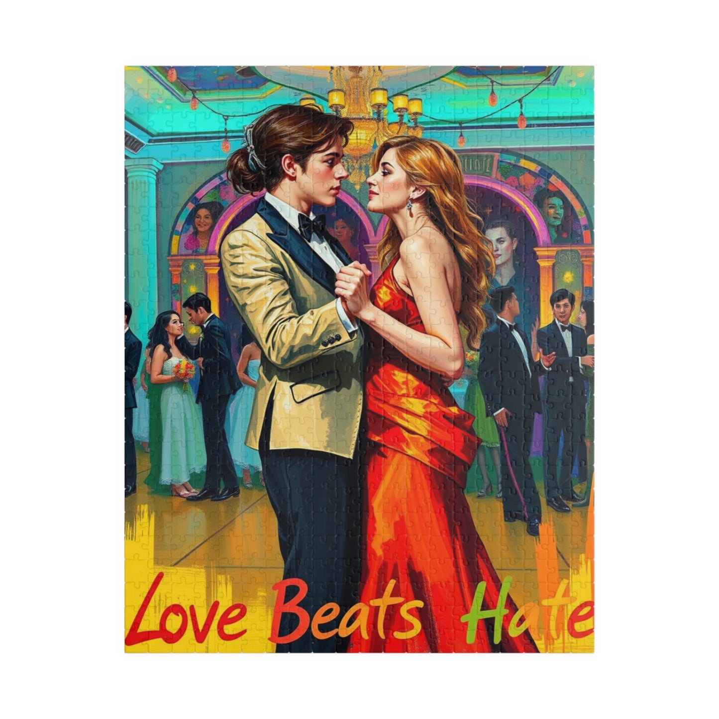 Puzzle, LGBTQ Friendly Prom Puzzle Lesbian Couple Equality Love Beats Hate, Jigsaw, Gift, Home Decor, Art, Pride Celebration