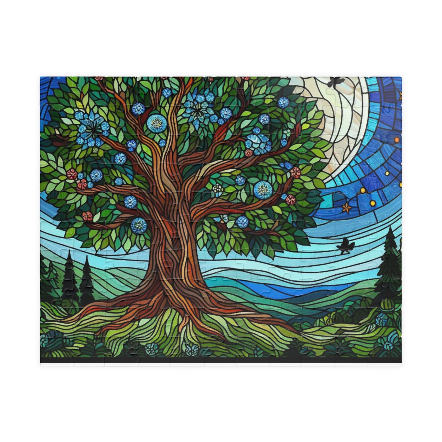 Stained Glass Forest Puzzle  Enchanting Forest Scene, Unique Gift Idea, Beautifully Intricate Design