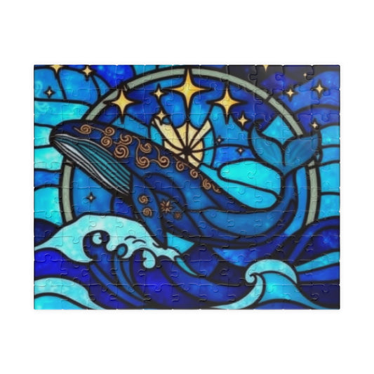 Puzzle, Stained Glass Whale Brain Teaser Jigsaw, Family Activity, Relaxation, Great Gift, 110 252 520 1014 Piece, For Adults Kids,