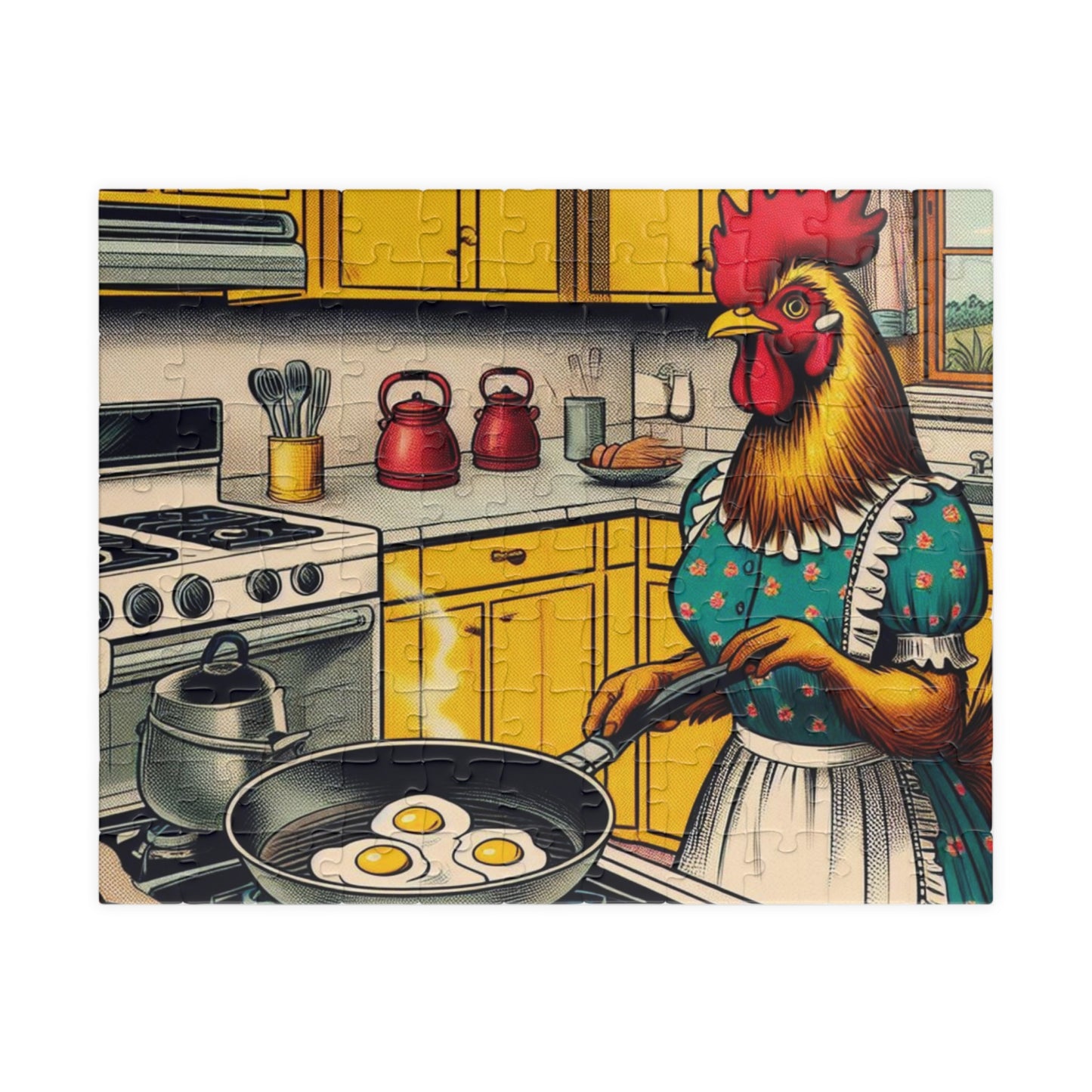 Funny puzzle, Chicken Cooking Eggs, Relaxation Activity, Mindfulness, Board Game, Jigsaw, Brainteaser,