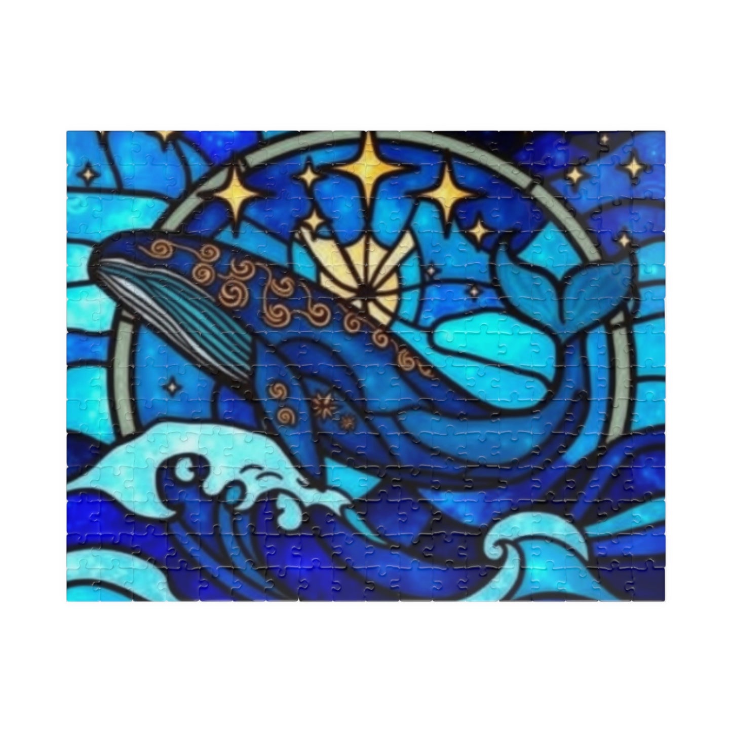 Puzzle, Stained Glass Whale Brain Teaser Jigsaw, Family Activity, Relaxation, Great Gift, 110 252 520 1014 Piece, For Adults Kids,